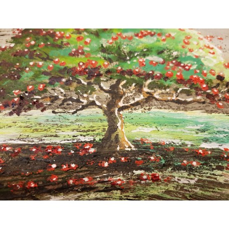 Medinis paveikslas "Obelis su raudonais obuoliukais"